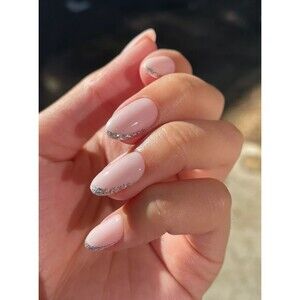 PAINTBOX Press on Nails On The Verge Medium Length Almond Soft Pink Glitter Tip
